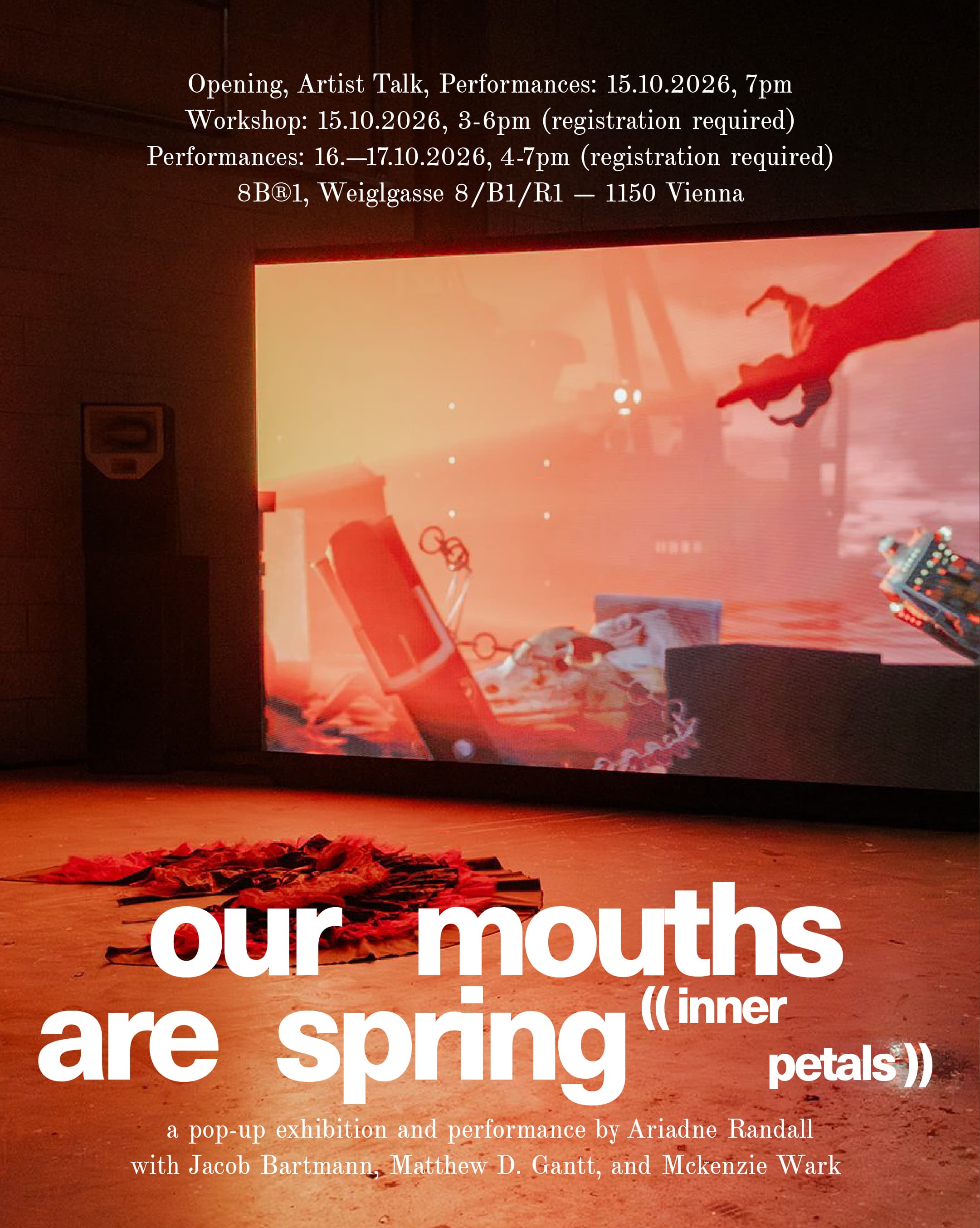 Graphic for the announcement of "Our Mouths Are Spring""